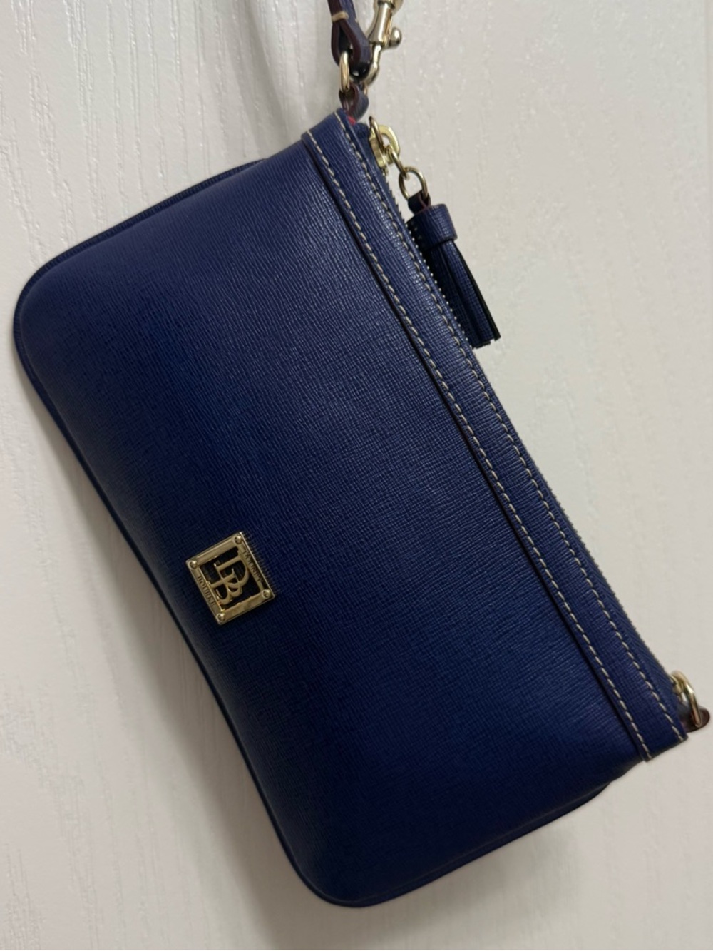 Dooney & Bourke Midnight Blue Pebble Grain Leather Wristlet